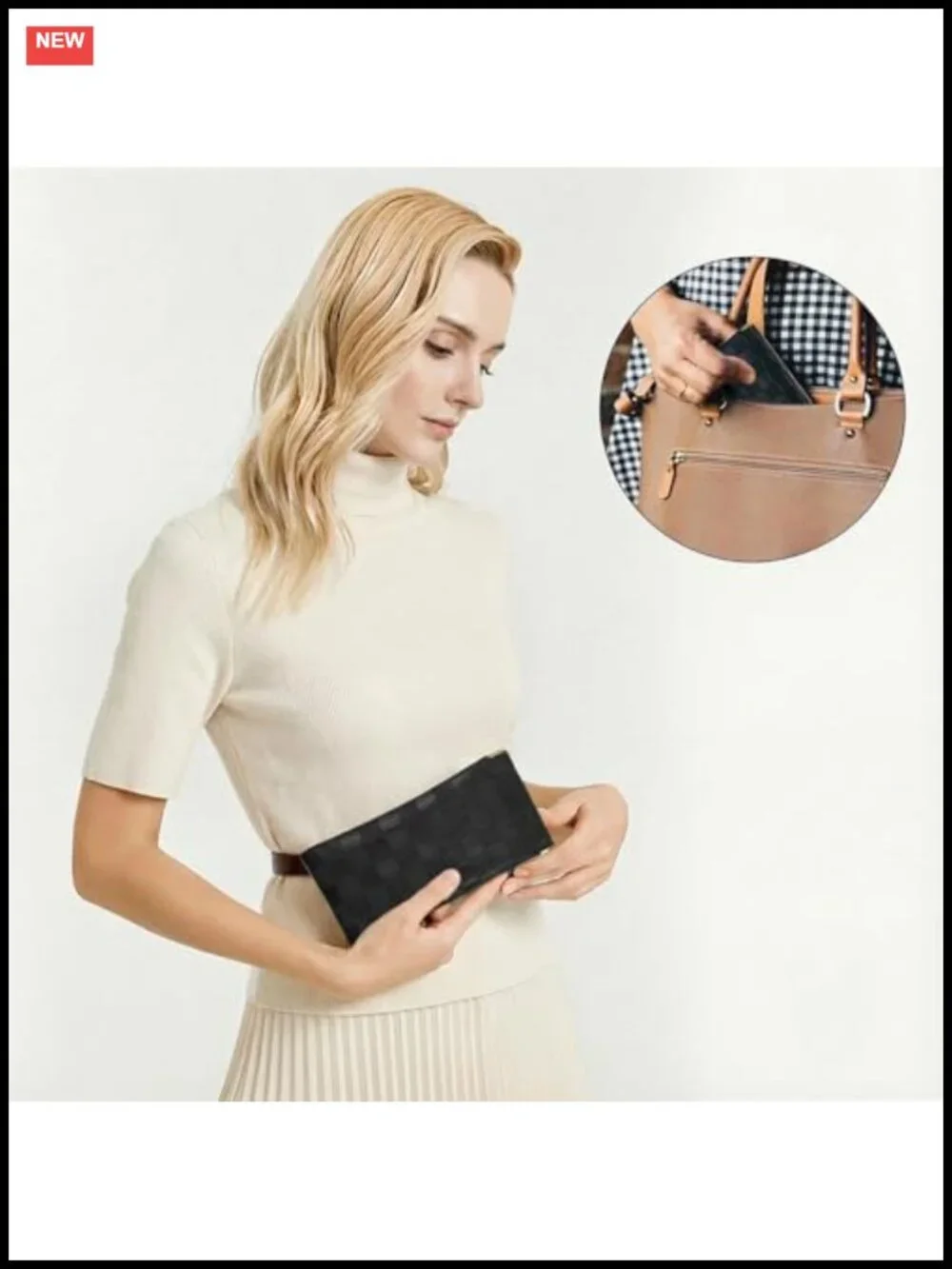 3pc Small Purse Organizer Pouches Waterproof Leather Cosmetic Bags Snap Closure